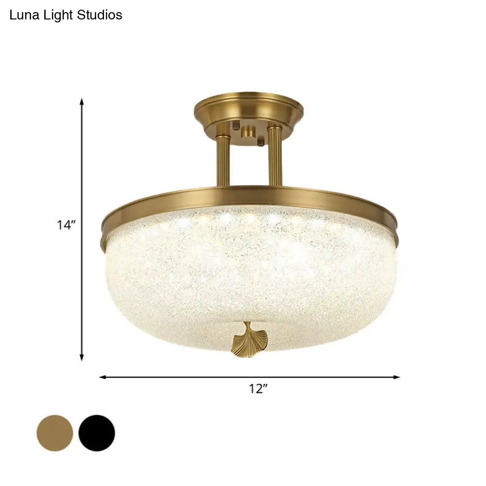 Sleek Black/Gold Traditionalist Bowl LED Ceiling Light Fixture - 12"/16" Width