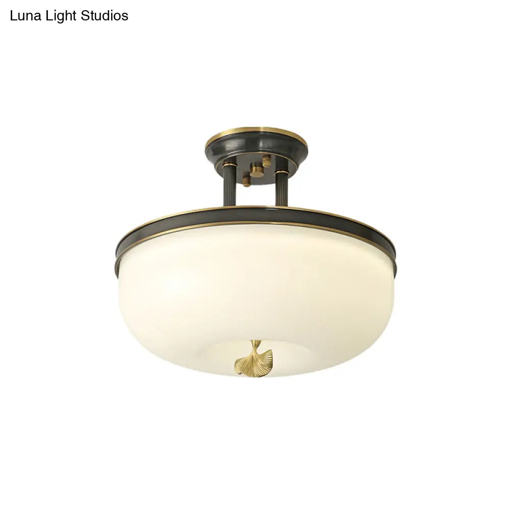 Sleek Black/Gold Traditionalist Bowl LED Ceiling Light Fixture - 12"/16" Width