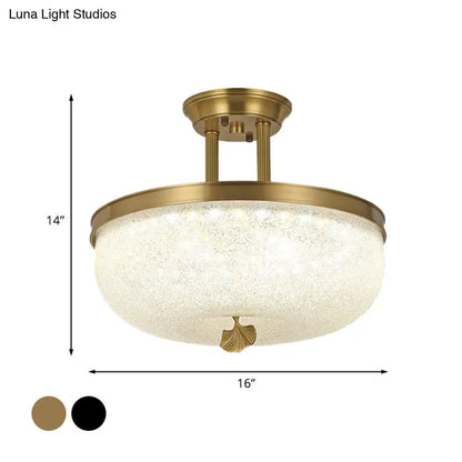 Sleek Black/Gold Traditionalist Bowl LED Ceiling Light Fixture - 12"/16" Width