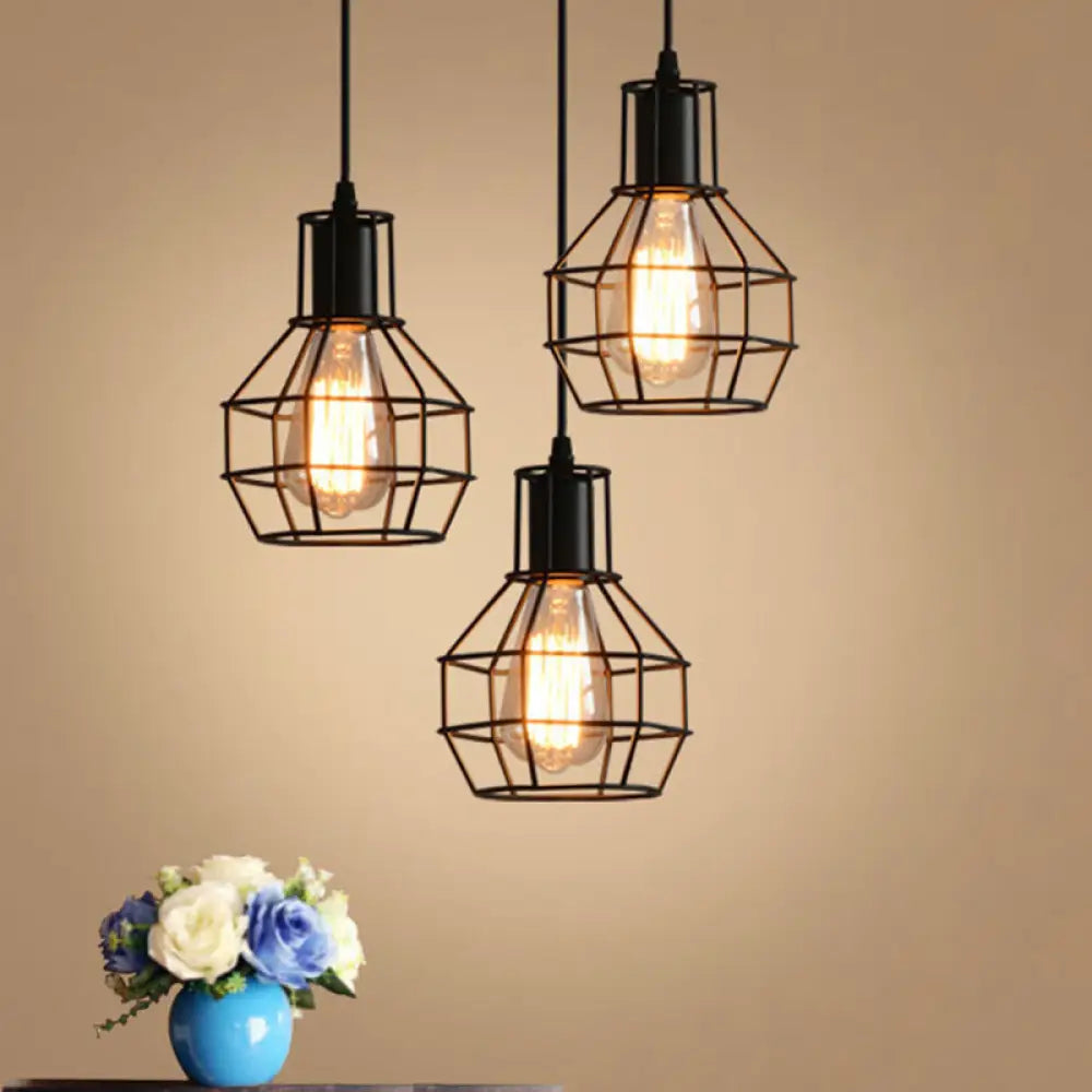 Sleek Black Grenade Cage Pendant Light - Simplicity Iron, 1 Bulb - Ideal for Dining Rooms