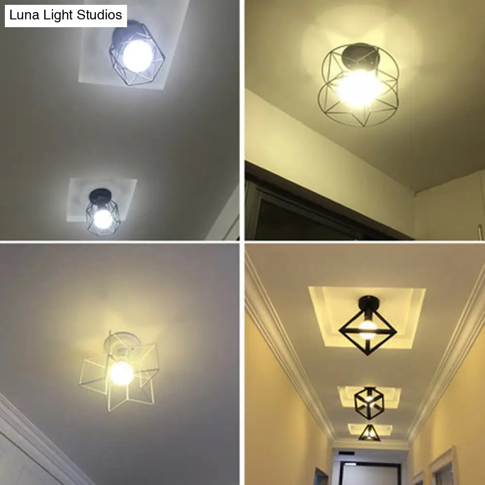 DecorBites™ DecorBites™ Sleek Black Iron 1-Light Semi Flush Ceiling Light - Industrial Style