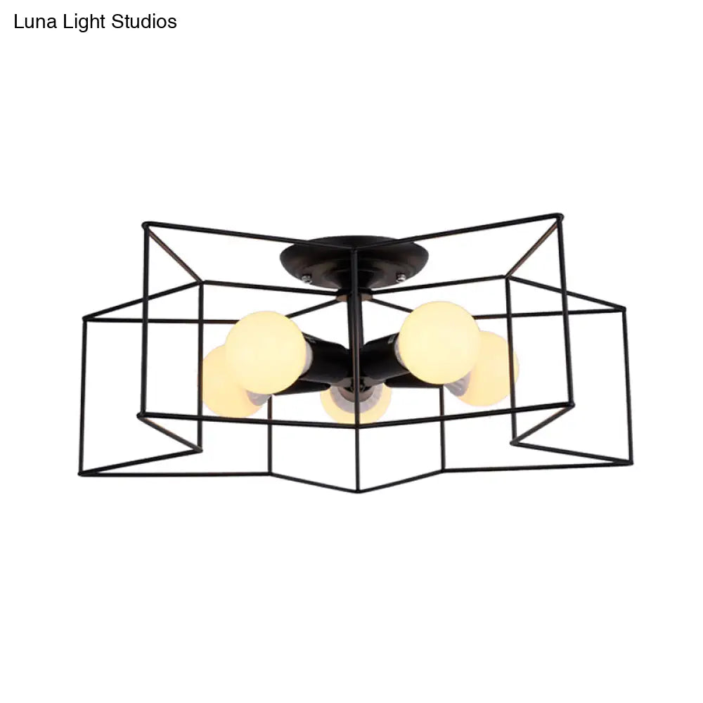 DecorBites™ DecorBites™ Sleek Black Iron 1-Light Semi Flush Ceiling Light - Industrial Style