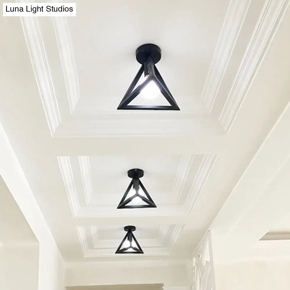 DecorBites™ DecorBites™ Sleek Black Iron 1-Light Semi Flush Ceiling Light - Industrial Style