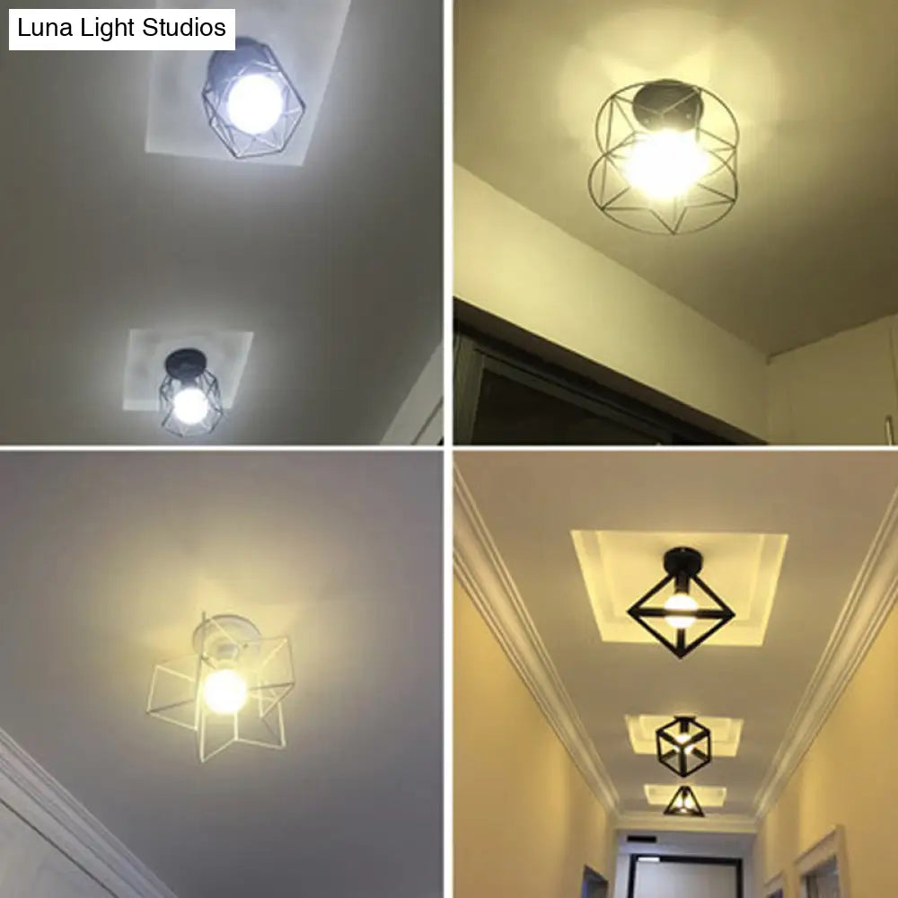 DecorBites™ DecorBites™ Sleek Black Iron 1-Light Semi Flush Ceiling Light - Industrial Style