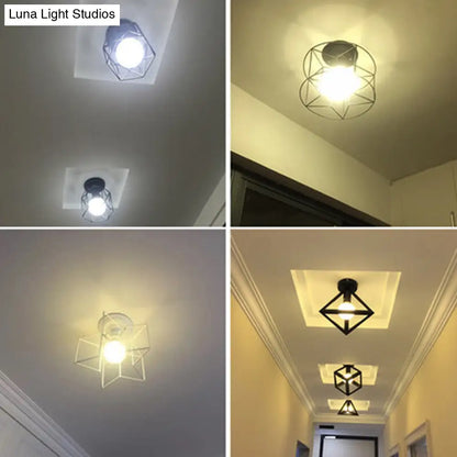 DecorBites™ DecorBites™ Sleek Black Iron 1-Light Semi Flush Ceiling Light - Industrial Style