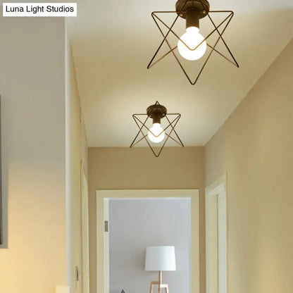 DecorBites™ DecorBites™ Sleek Black Iron 1-Light Semi Flush Ceiling Light - Industrial Style