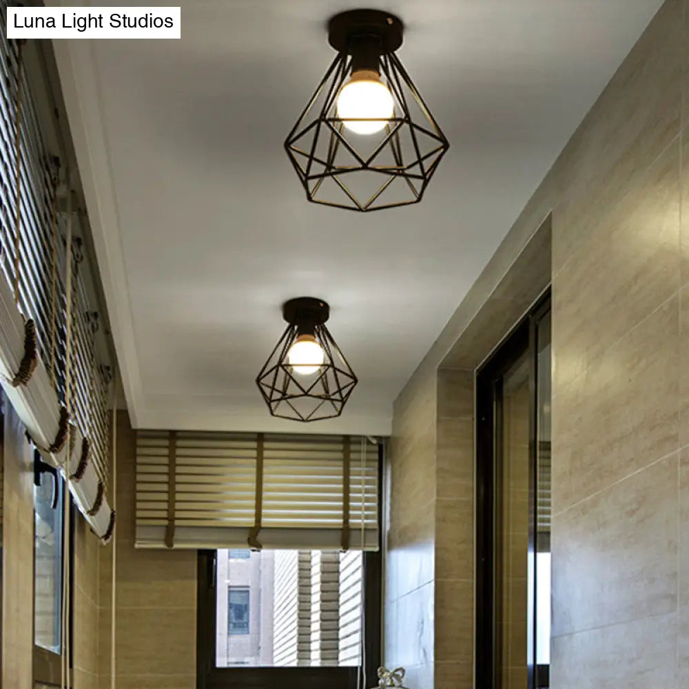 DecorBites™ DecorBites™ Sleek Black Iron 1-Light Semi Flush Ceiling Light - Industrial Style