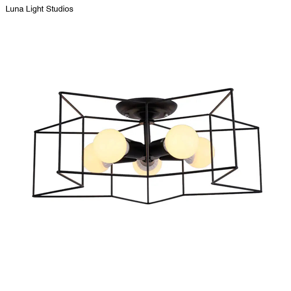 DecorBites™ DecorBites™ Sleek Black Iron 1-Light Semi Flush Ceiling Light - Industrial Style