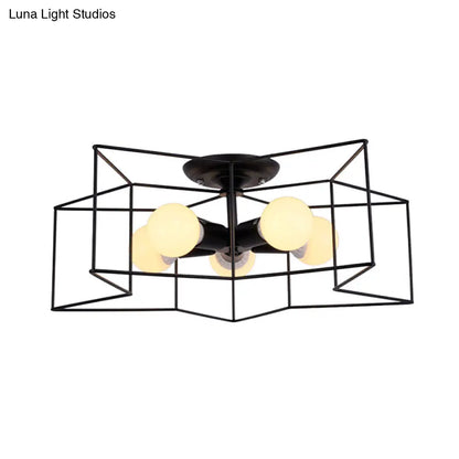 DecorBites™ DecorBites™ Sleek Black Iron 1-Light Semi Flush Ceiling Light - Industrial Style