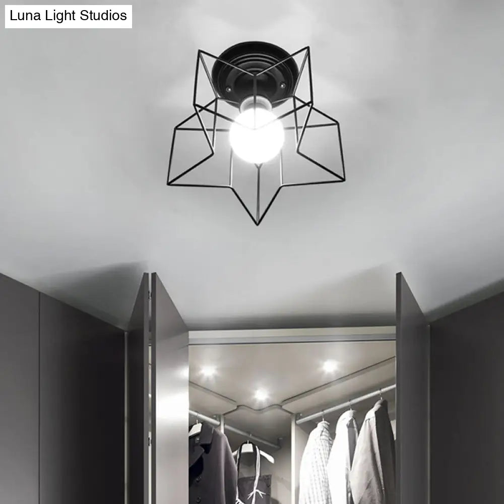 DecorBites™ DecorBites™ Sleek Black Iron 1-Light Semi Flush Ceiling Light - Industrial Style