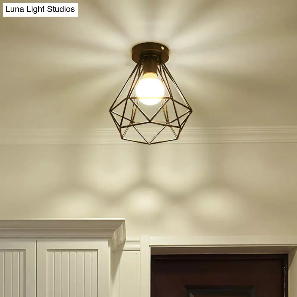 DecorBites™ DecorBites™ Sleek Black Iron 1-Light Semi Flush Ceiling Light - Industrial Style