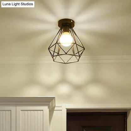 DecorBites™ DecorBites™ Sleek Black Iron 1-Light Semi Flush Ceiling Light - Industrial Style