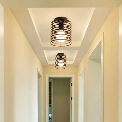 DecorBites™ DecorBites™ Sleek Black Iron 1-Light Semi Flush Ceiling Light - Industrial Style