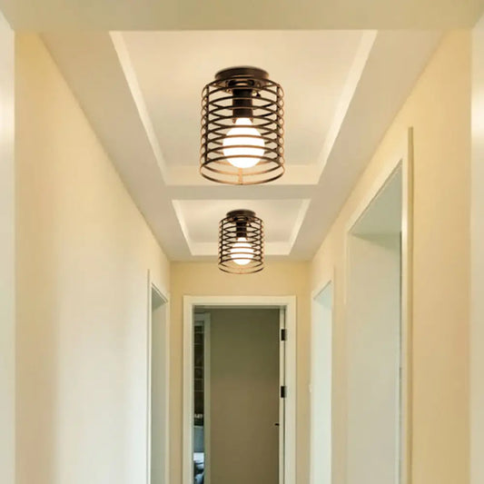 DecorBites™ DecorBites™ Sleek Black Iron 1-Light Semi Flush Ceiling Light - Industrial Style