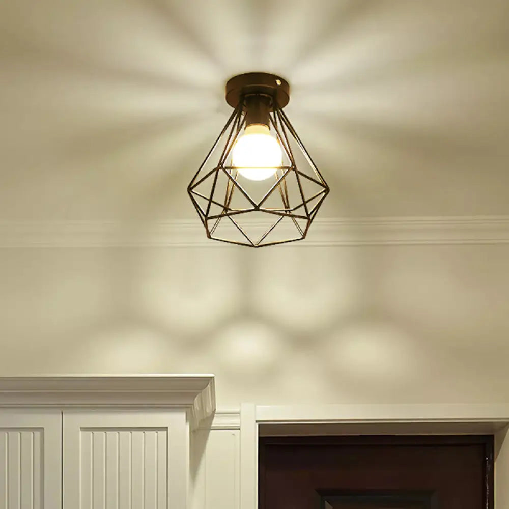DecorBites™ DecorBites™ Sleek Black Iron 1-Light Semi Flush Ceiling Light - Industrial Style