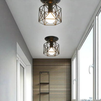 DecorBites™ DecorBites™ Sleek Black Iron 1-Light Semi Flush Ceiling Light - Industrial Style