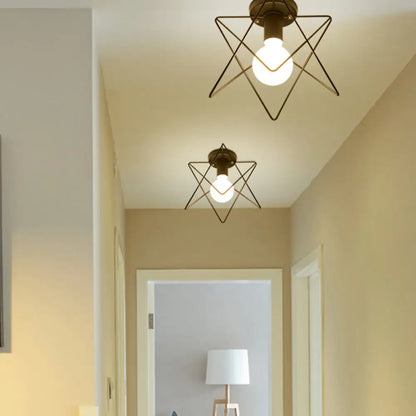 DecorBites™ DecorBites™ Sleek Black Iron 1-Light Semi Flush Ceiling Light - Industrial Style