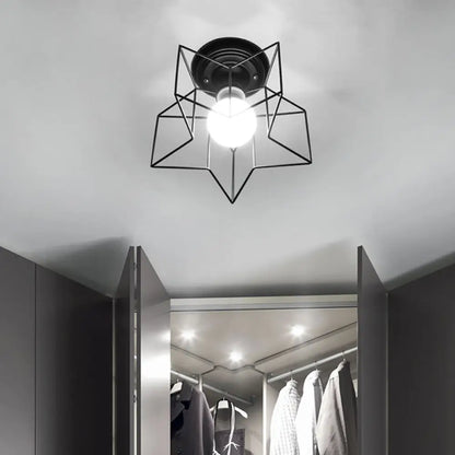 DecorBites™ DecorBites™ Sleek Black Iron 1-Light Semi Flush Ceiling Light - Industrial Style