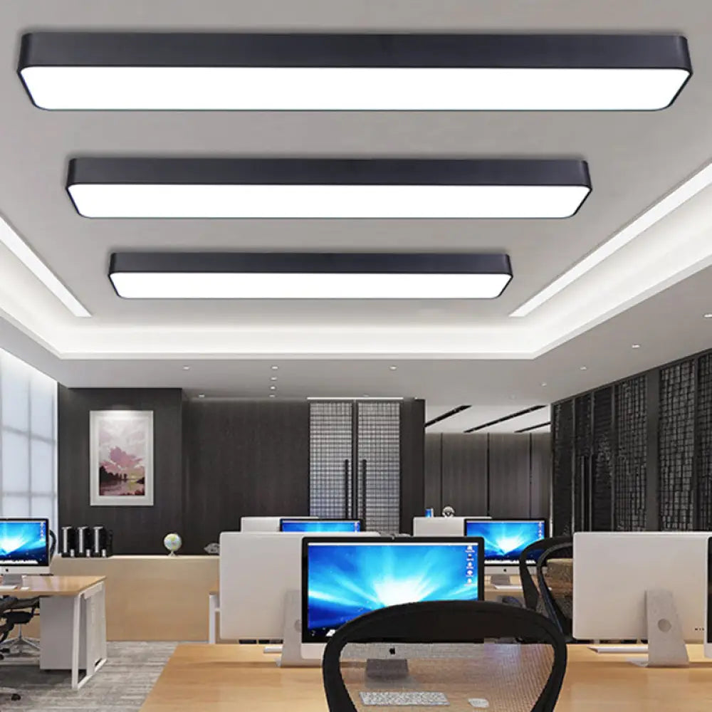 DecorBites™ DecorBites™ Sleek Black LED Ceiling Light: Contemporary Rectangular Aluminum Flush Mount for Offices