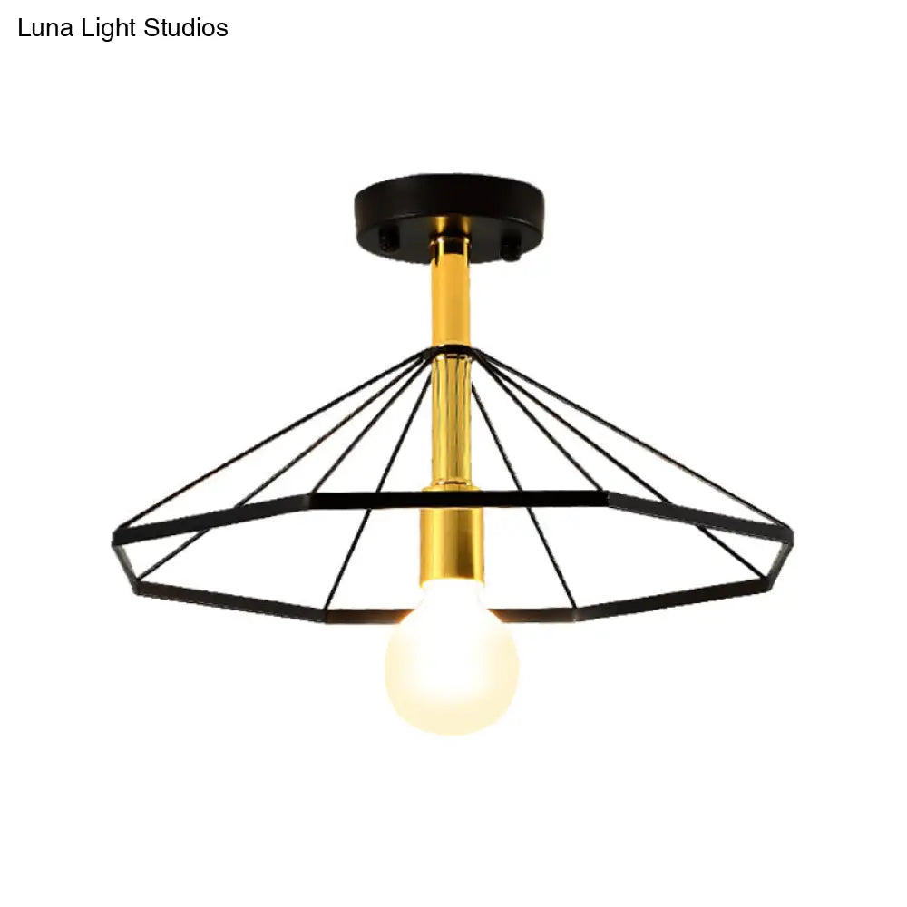 DecorBites™ DecorBites™ Sleek Black Metal Semi Flush Ceiling Light - Minimalist 1 Light Fixture, Perfect for Lobby