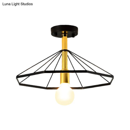 DecorBites™ DecorBites™ Sleek Black Metal Semi Flush Ceiling Light - Minimalist 1 Light Fixture, Perfect for Lobby