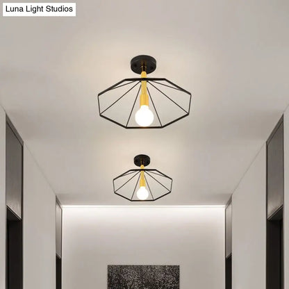 DecorBites™ DecorBites™ Sleek Black Metal Semi Flush Ceiling Light - Minimalist 1 Light Fixture, Perfect for Lobby