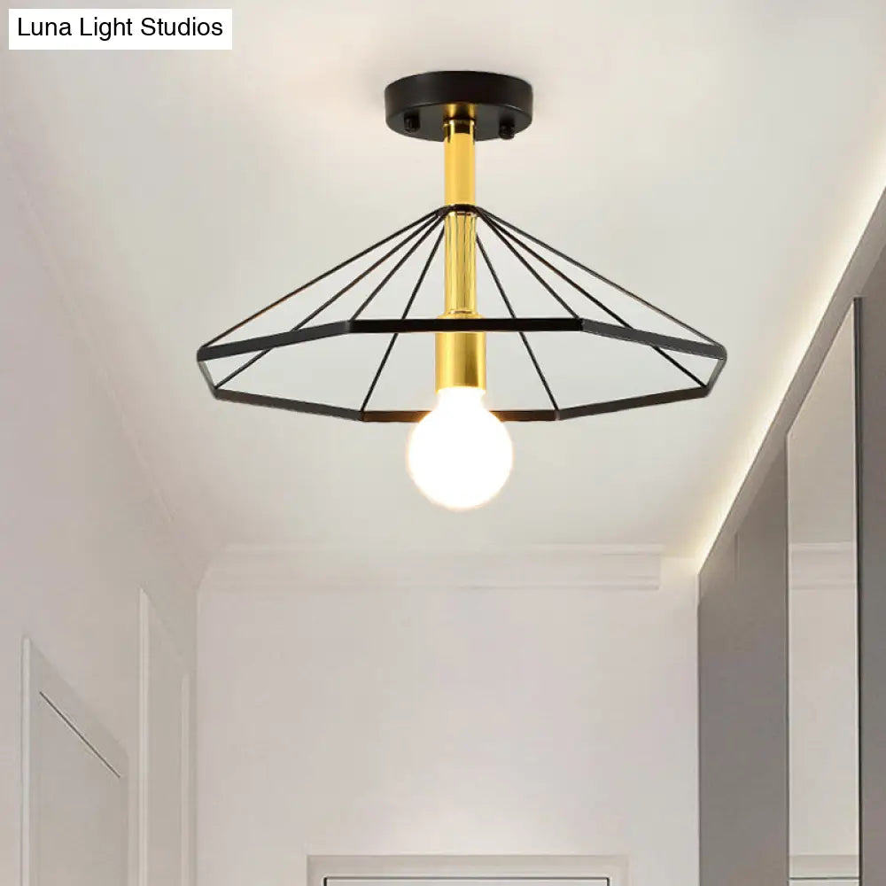 DecorBites™ DecorBites™ Sleek Black Metal Semi Flush Ceiling Light - Minimalist 1 Light Fixture, Perfect for Lobby