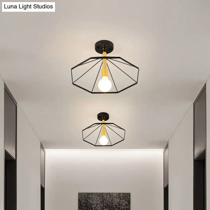 DecorBites™ DecorBites™ Sleek Black Metal Semi Flush Ceiling Light - Minimalist 1 Light Fixture, Perfect for Lobby