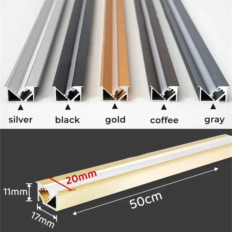 Gold-colored aluminum profile led aluminum channel 20mm width 50cm length for kitchen shelf lighting