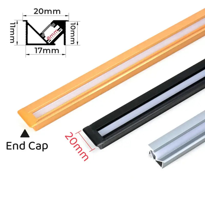 Sleek black silver and gold led aluminum profile kitchen shelf lighting with metallic finish and modern design