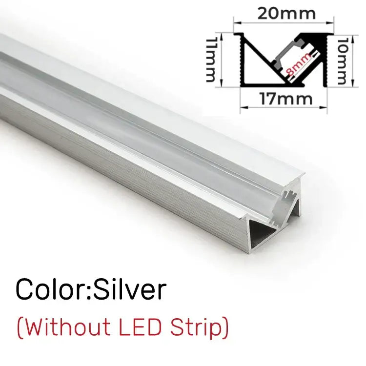Sleek black silver led aluminum profile with brushed metallic finish and precise channel design for kitchen shelf lighting