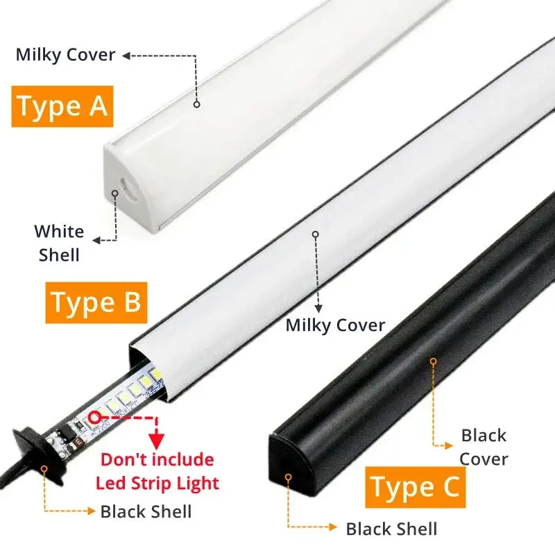 Sleek black and silver led aluminum profile kitchen corner light with white and black led strip lights by decorbites black v led