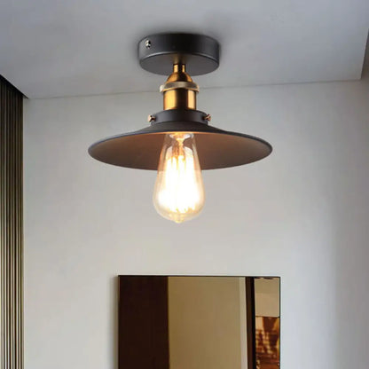 DecorBites™ DecorBites™ Sleek Black Single Dining Room Ceiling Light - Umbrella Semi Flush Mount