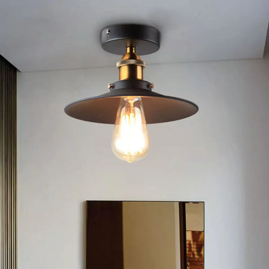 DecorBites™ DecorBites™ Sleek Black Single Dining Room Ceiling Light - Umbrella Semi Flush Mount