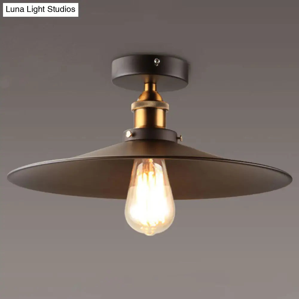 DecorBites™ DecorBites™ Sleek Black Single Dining Room Ceiling Light - Umbrella Semi Flush Mount