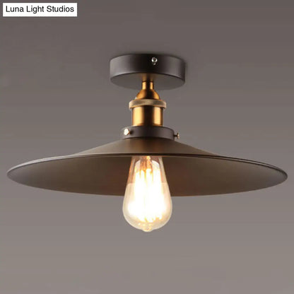 DecorBites™ DecorBites™ Sleek Black Single Dining Room Ceiling Light - Umbrella Semi Flush Mount