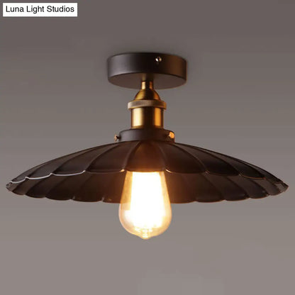 DecorBites™ DecorBites™ Sleek Black Single Dining Room Ceiling Light - Umbrella Semi Flush Mount