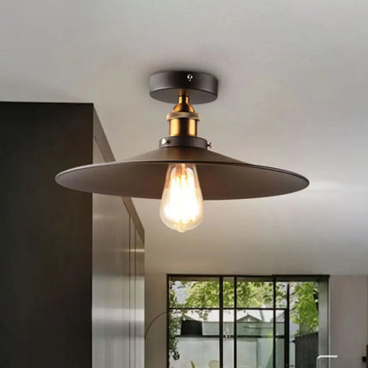 DecorBites™ DecorBites™ Sleek Black Single Dining Room Ceiling Light - Umbrella Semi Flush Mount