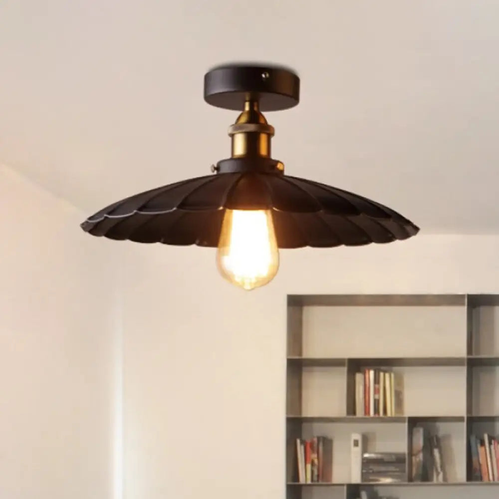 DecorBites™ DecorBites™ Sleek Black Single Dining Room Ceiling Light - Umbrella Semi Flush Mount