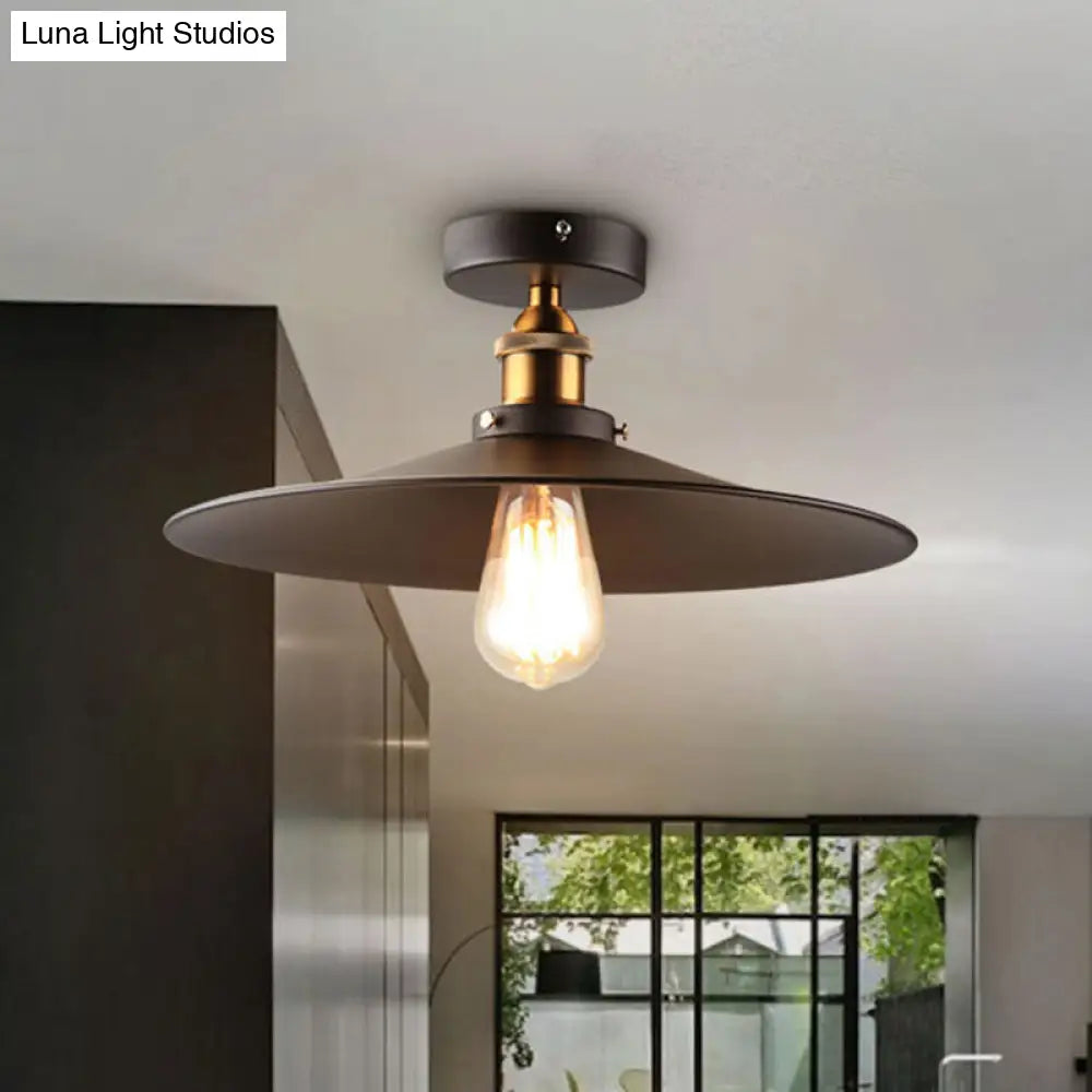 DecorBites™ DecorBites™ Sleek Black Single Dining Room Ceiling Light - Umbrella Semi Flush Mount