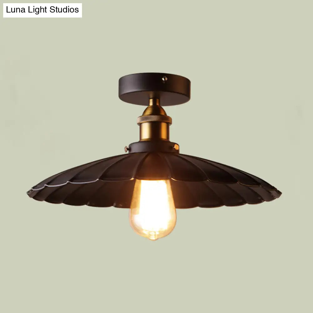 DecorBites™ DecorBites™ Sleek Black Single Dining Room Ceiling Light - Umbrella Semi Flush Mount