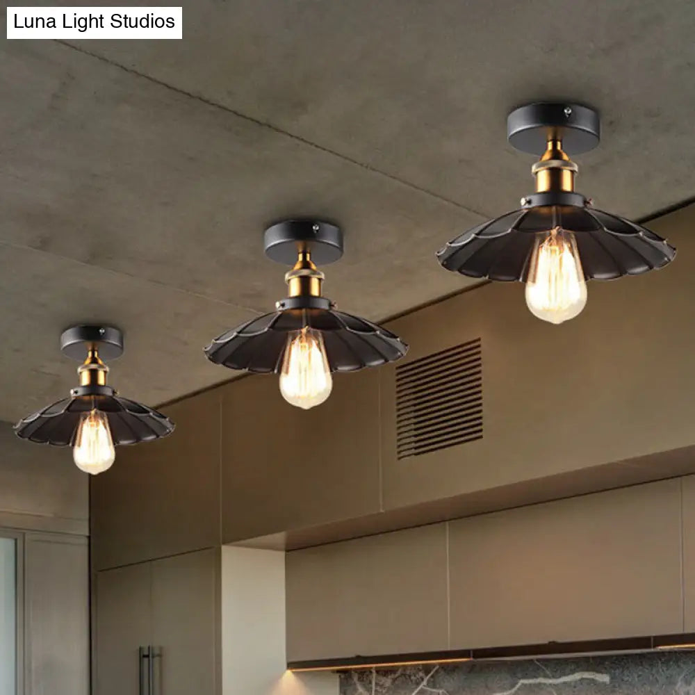 DecorBites™ DecorBites™ Sleek Black Single Dining Room Ceiling Light - Umbrella Semi Flush Mount