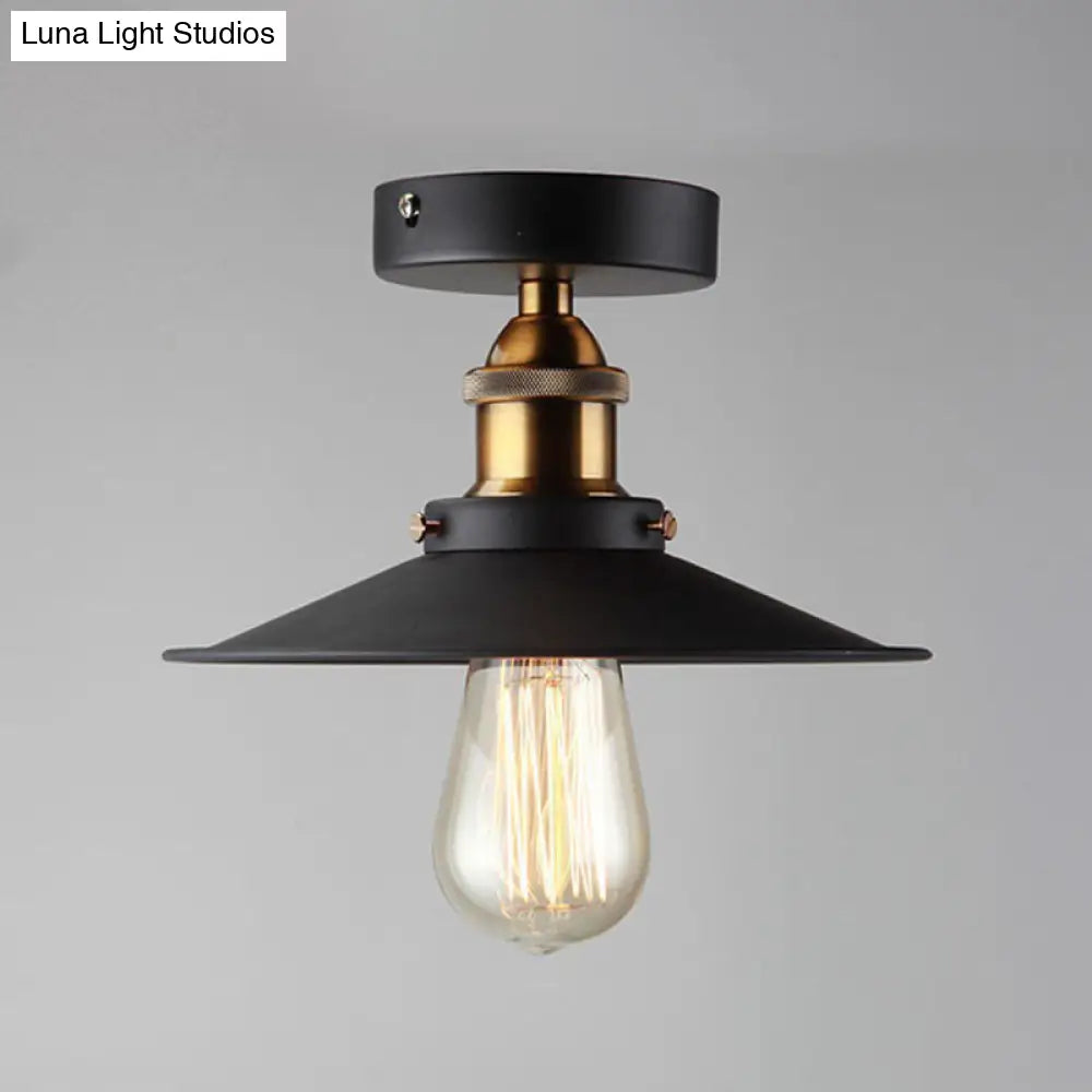 DecorBites™ DecorBites™ Sleek Black Single Dining Room Ceiling Light - Umbrella Semi Flush Mount