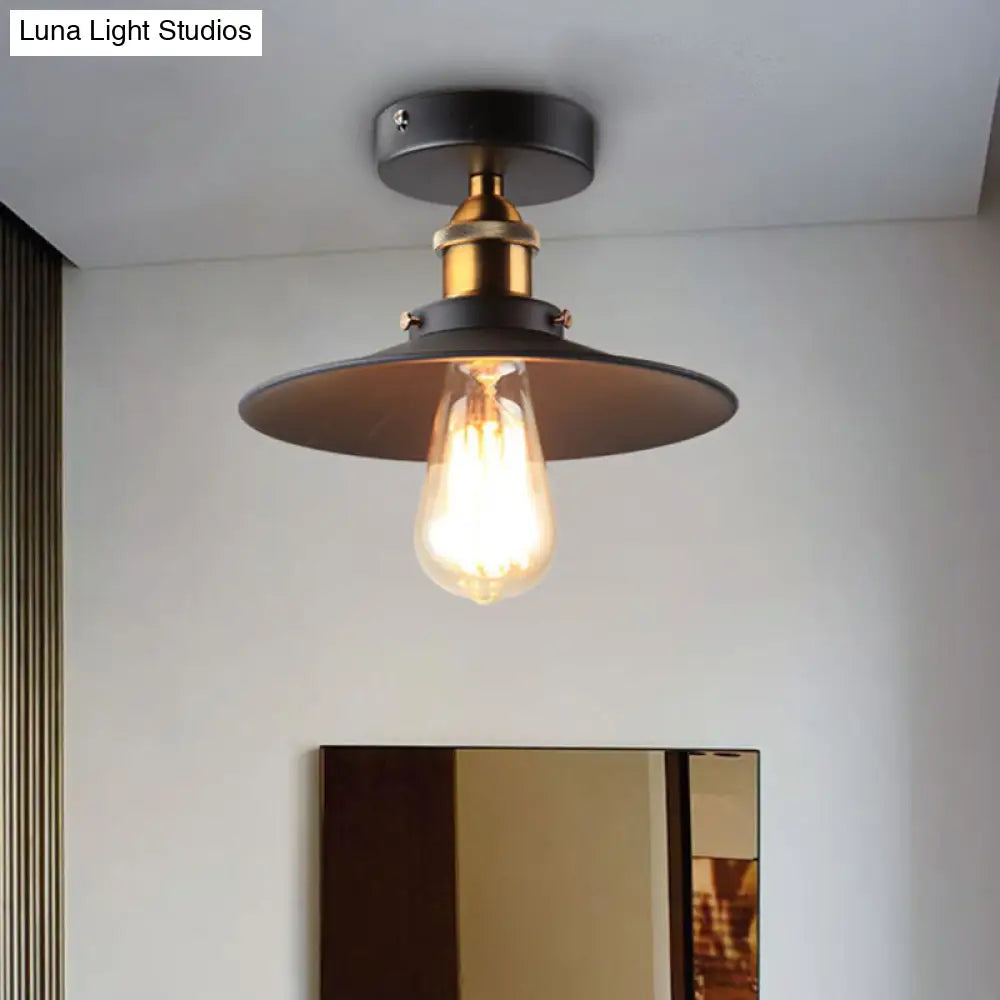 DecorBites™ DecorBites™ Sleek Black Single Dining Room Ceiling Light - Umbrella Semi Flush Mount