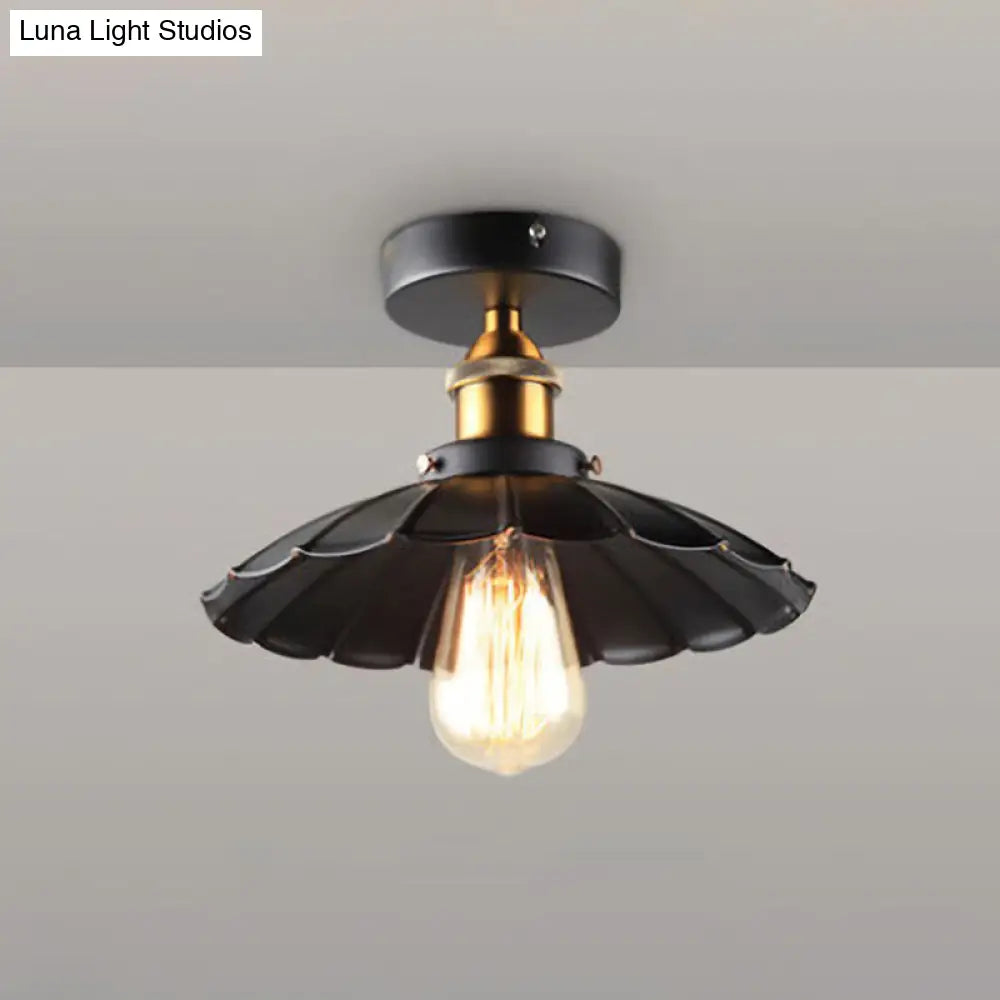 DecorBites™ DecorBites™ Sleek Black Single Dining Room Ceiling Light - Umbrella Semi Flush Mount