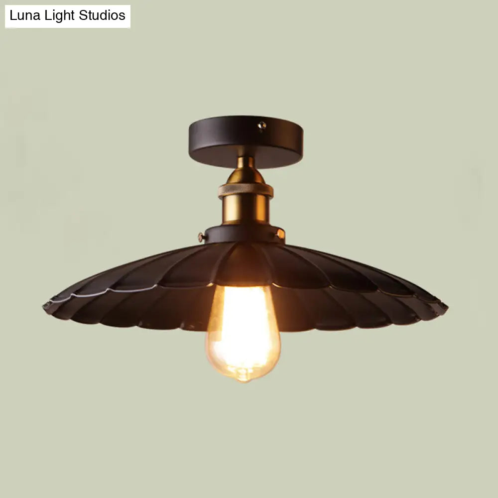 DecorBites™ DecorBites™ Sleek Black Single Dining Room Ceiling Light - Umbrella Semi Flush Mount