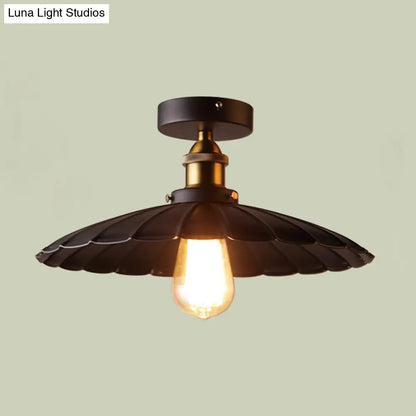DecorBites™ DecorBites™ Sleek Black Single Dining Room Ceiling Light - Umbrella Semi Flush Mount