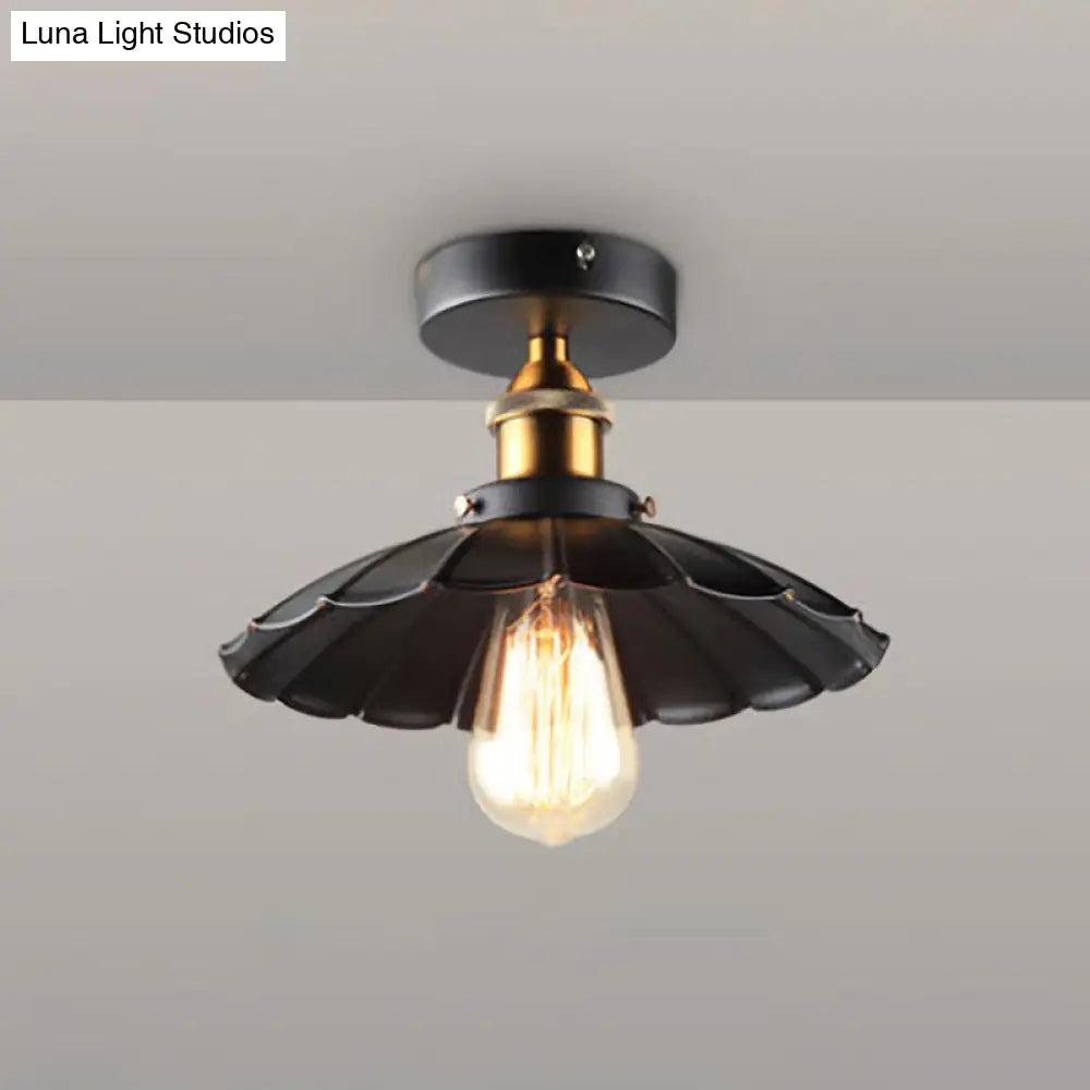 DecorBites™ DecorBites™ Sleek Black Single Dining Room Ceiling Light - Umbrella Semi Flush Mount