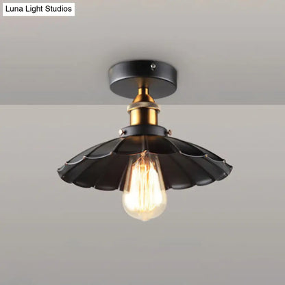 DecorBites™ DecorBites™ Sleek Black Single Dining Room Ceiling Light - Umbrella Semi Flush Mount