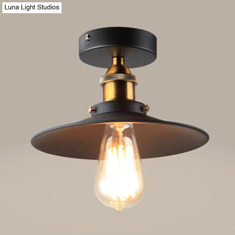 DecorBites™ DecorBites™ Sleek Black Single Dining Room Ceiling Light - Umbrella Semi Flush Mount